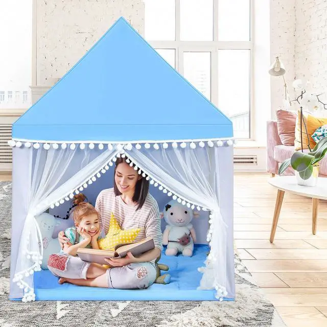 Alt view image 4 of 7 - SlickBlue Kids Play Tent Large Playhouse Children Play Castle Fairy Tent Gift with Mat