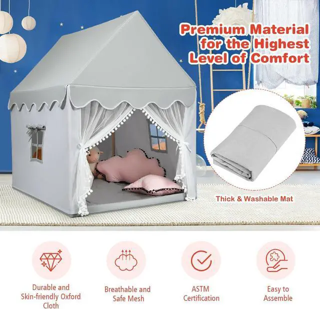 Alt view image 7 of 7 - SlickBlue Kids Large Play Castle Fairy Tent with Mat