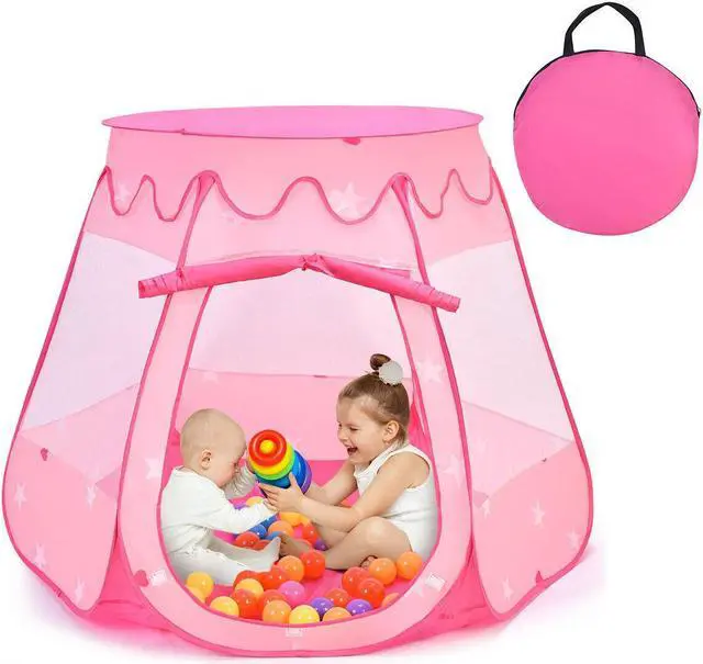 Alt view image 2 of 7 - SlickBlue Pink Portable Kid Play House Play Tent with 100 Balls