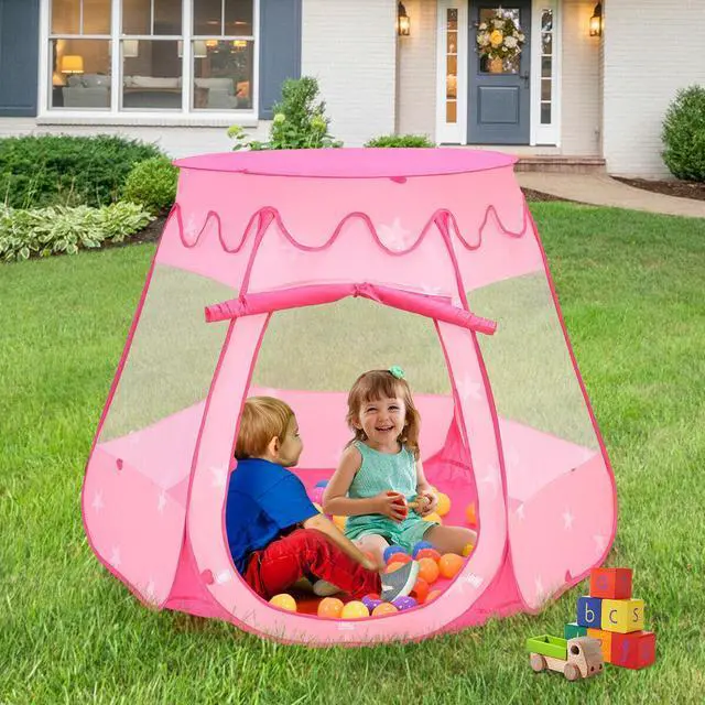 Alt view image 4 of 7 - SlickBlue Pink Portable Kid Play House Play Tent with 100 Balls