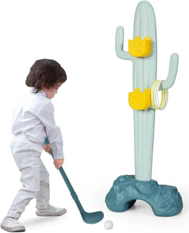 Alt view image 3 of 7 - SlickBlue 3-in-1 Cactus Toy Stand Sports Activity Center with Golf and Ring-Toss