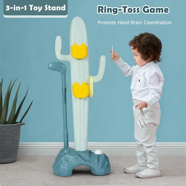 Alt view image 5 of 7 - SlickBlue 3-in-1 Cactus Toy Stand Sports Activity Center with Golf and Ring-Toss