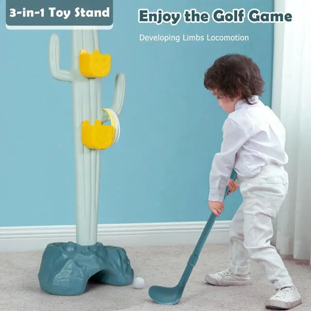 Alt view image 6 of 7 - SlickBlue 3-in-1 Cactus Toy Stand Sports Activity Center with Golf and Ring-Toss