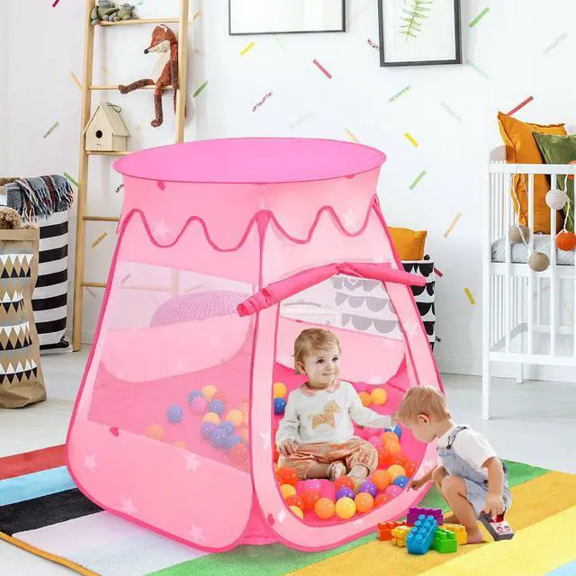 Alt view image 6 of 7 - SlickBlue Pink Portable Kid Play House Play Tent with 100 Balls