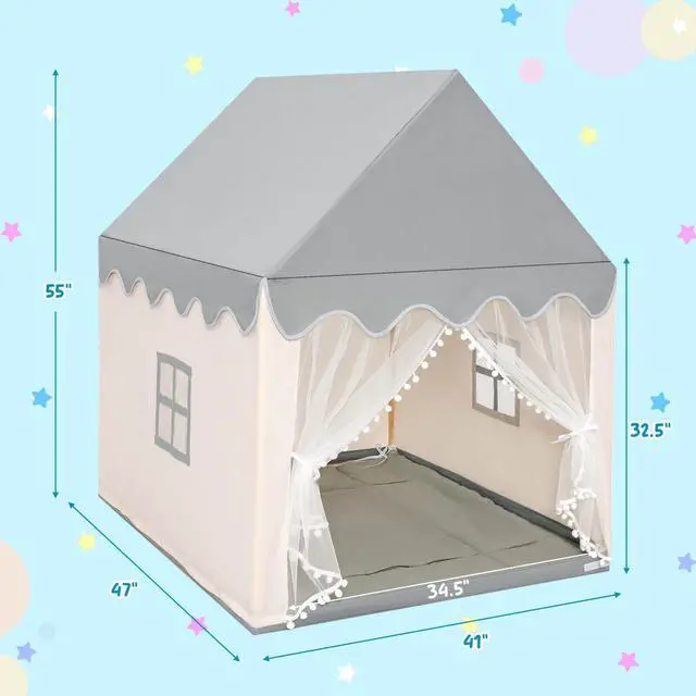 Alt view image 3 of 7 - SlickBlue Kids Large Play Castle Fairy Tent with Mat