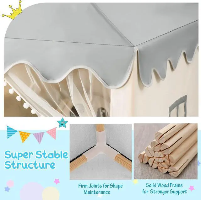 Alt view image 7 of 7 - SlickBlue Kids Large Play Castle Fairy Tent with Mat