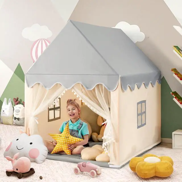 Alt view image 6 of 7 - SlickBlue Kids Large Play Castle Fairy Tent with Mat