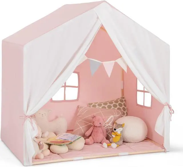 Main image of SlickBlue Kid's Play Tent with Washable Cotton Mat and Flag Banner