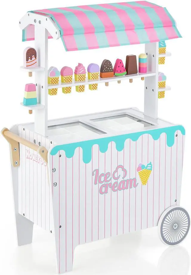 Main image of SlickBlue Kid's Ice Cream Cart Playset with Display Rack and Accessories