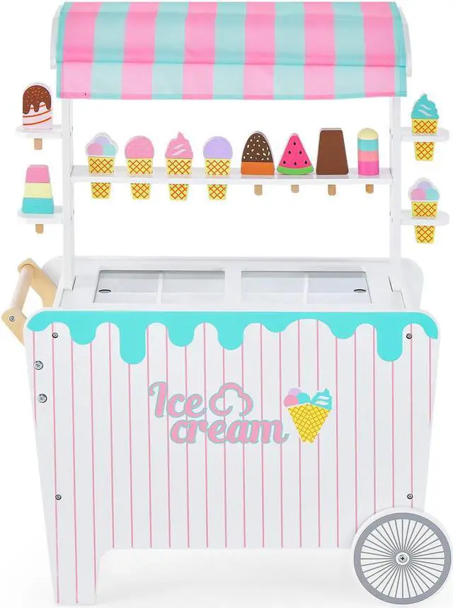 Alt view image 2 of 7 - SlickBlue Kid's Ice Cream Cart Playset with Display Rack and Accessories
