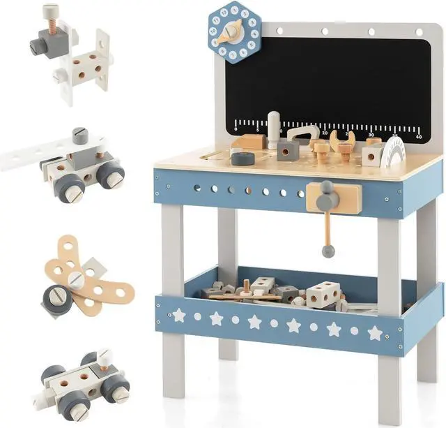 Main image of SlickBlue Kids Play Tool Workbench Set with 61 Pcs Tool and Parts Set