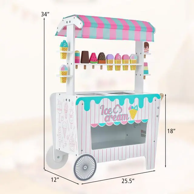 Alt view image 5 of 7 - SlickBlue Kid's Ice Cream Cart Playset with Display Rack and Accessories