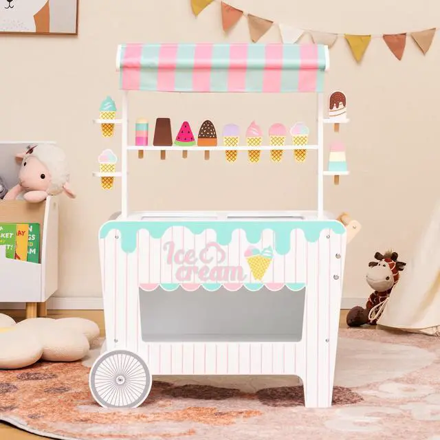 Alt view image 3 of 7 - SlickBlue Kid's Ice Cream Cart Playset with Display Rack and Accessories