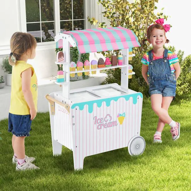 Alt view image 4 of 7 - SlickBlue Kid's Ice Cream Cart Playset with Display Rack and Accessories