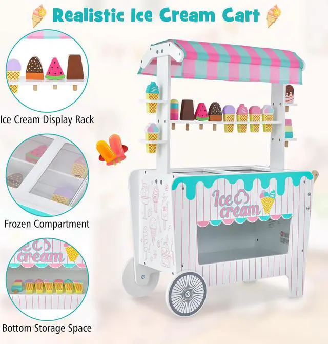 Alt view image 6 of 7 - SlickBlue Kid's Ice Cream Cart Playset with Display Rack and Accessories