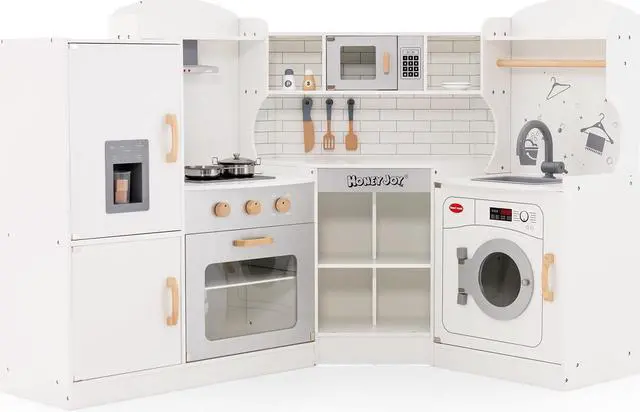 Main image of SlickBlue Corner Kids Play Kitchen with Washing Machine and Ice Maker Gift for Boys Girls
