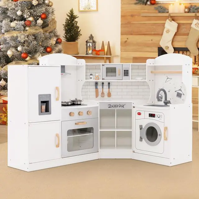 Alt view image 3 of 7 - SlickBlue Corner Kids Play Kitchen with Washing Machine and Ice Maker Gift for Boys Girls
