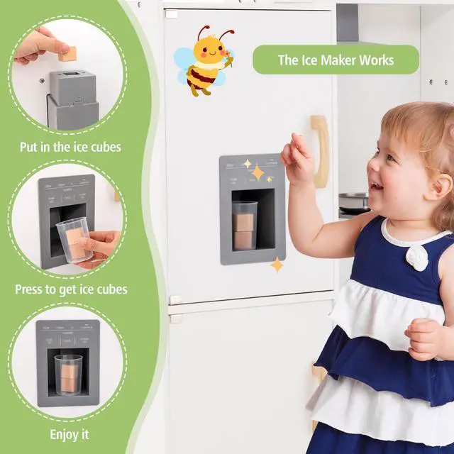 Alt view image 6 of 7 - SlickBlue Corner Kids Play Kitchen with Washing Machine and Ice Maker Gift for Boys Girls