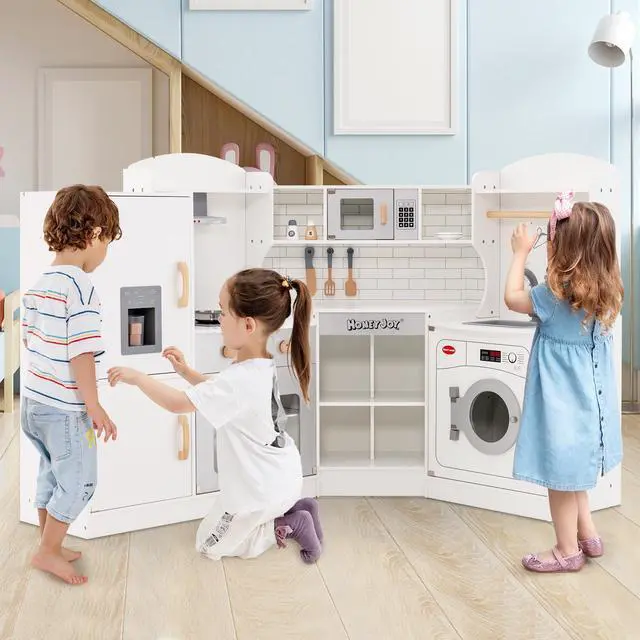 Alt view image 5 of 7 - SlickBlue Corner Kids Play Kitchen with Washing Machine and Ice Maker Gift for Boys Girls