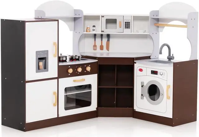 Main image of SlickBlue Toddler Kitchen Play-set with Ice Maker Microwave Oven Sink and Washing Machine for Kids
