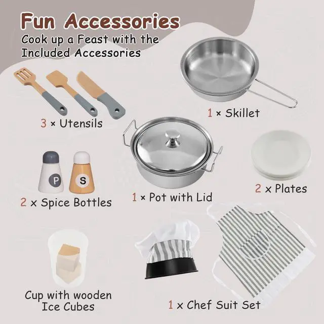 Alt view image 7 of 7 - SlickBlue Toddler Kitchen Play-set with Ice Maker Microwave Oven Sink and Washing Machine for Kids