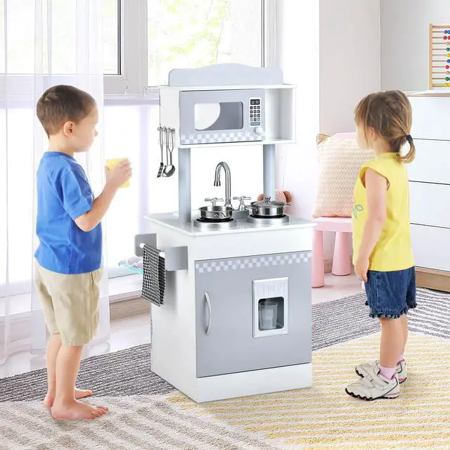 Alt view image 4 of 7 - SlickBlue Chef Pretend Kitchen Playset with Cooking Oven and Sink for Toddlers
