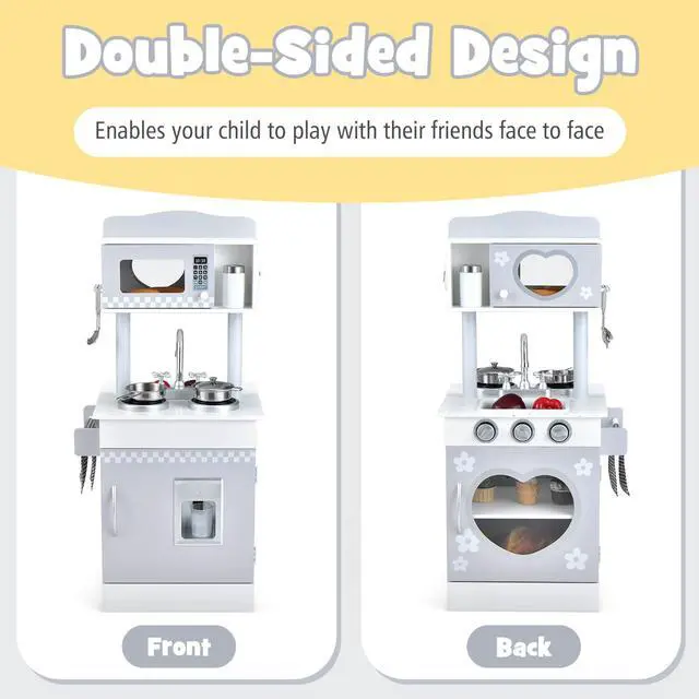 Alt view image 5 of 7 - SlickBlue Chef Pretend Kitchen Playset with Cooking Oven and Sink for Toddlers