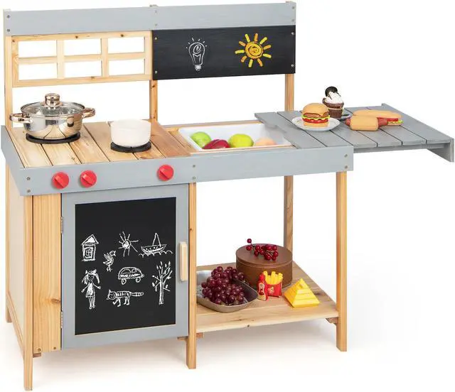 Alt view image 2 of 7 - SlickBlue Outdoor Kid's Mud Kitchen Set with Detachable Water Box for Toddlers Over 3