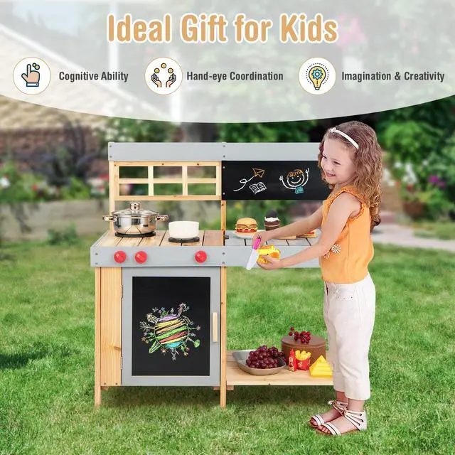 Alt view image 6 of 7 - SlickBlue Outdoor Kid's Mud Kitchen Set with Detachable Water Box for Toddlers Over 3