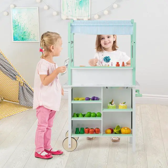 Alt view image 3 of 7 - SlickBlue Double-sided Pretend Play Kitchen with Remote Control and LED Light Bars-Green