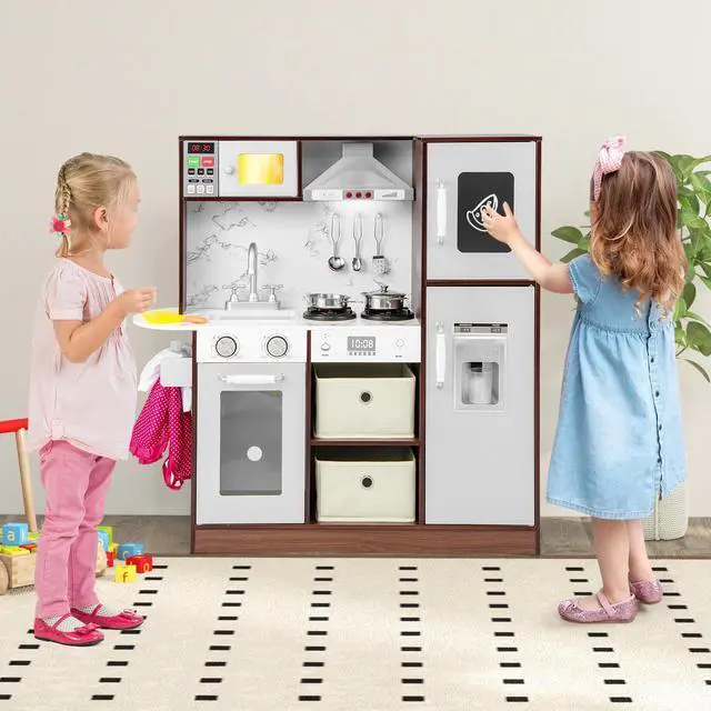 Alt view image 4 of 7 - SlickBlue Kids Modern Toy Kitchen Playset with Attractive Lights and Sounds-Coffee