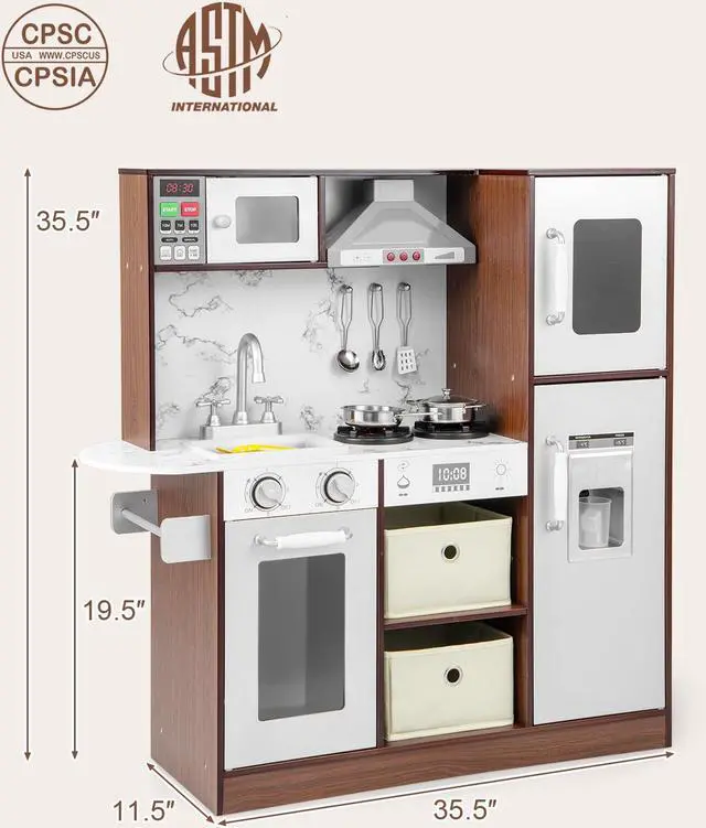 Alt view image 5 of 7 - SlickBlue Kids Modern Toy Kitchen Playset with Attractive Lights and Sounds-Coffee