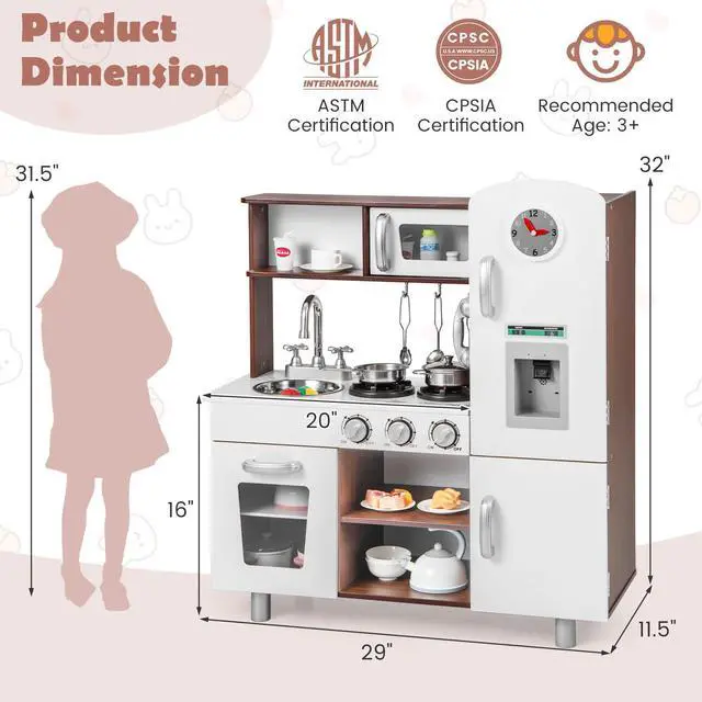 Alt view image 5 of 7 - SlickBlue Kids Kitchen Playset with Realistic Sounds and Lights-Brown & White