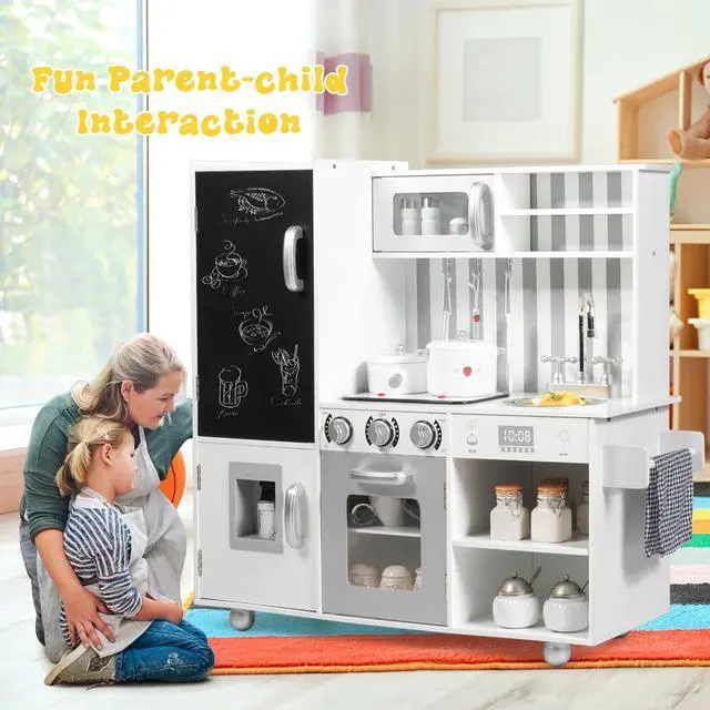 Alt view image 3 of 7 - SlickBlue Wooden Pretend Play Kitchen Sets with Simulated Sound