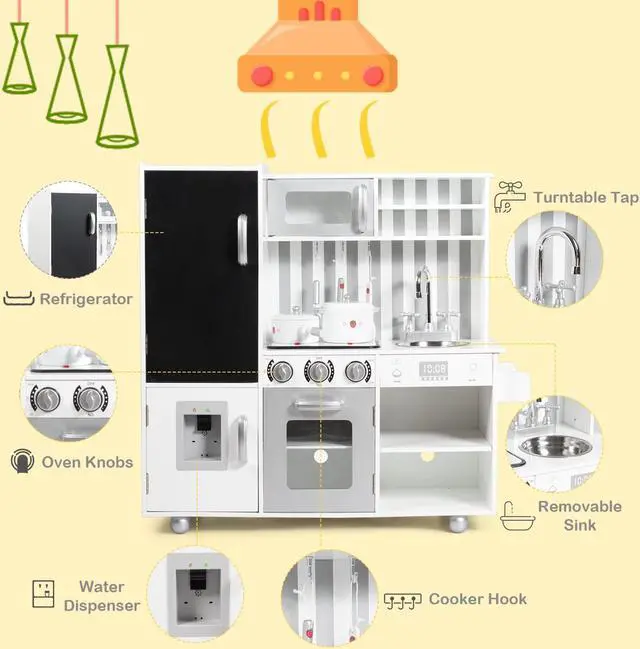 Alt view image 2 of 7 - SlickBlue Wooden Pretend Play Kitchen Sets with Simulated Sound