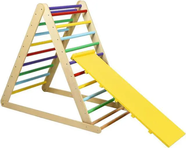 Main image of SlickBlue Foldable Wooden Climbing Triangle Indoor with Ladder for Toddler Baby