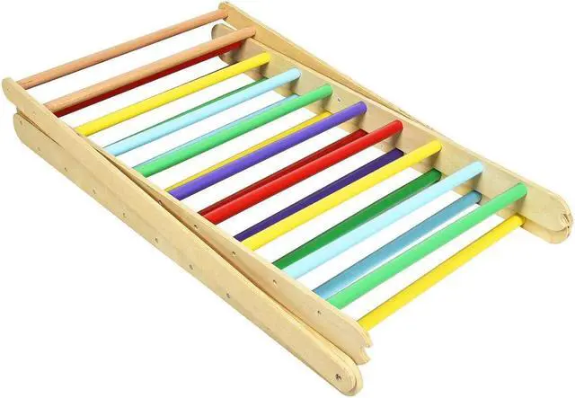 Alt view image 7 of 7 - SlickBlue Foldable Wooden Climbing Triangle Indoor with Ladder for Toddler Baby