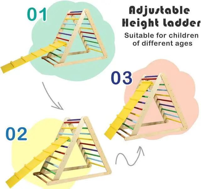 Alt view image 5 of 7 - SlickBlue Foldable Wooden Climbing Triangle Indoor with Ladder for Toddler Baby