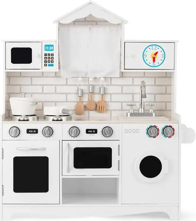 Main image of SlickBlue Wooden Kids Kitchen with Washing Machine