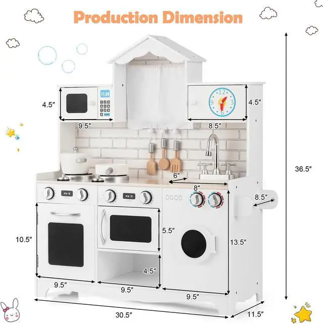 Alt view image 5 of 7 - SlickBlue Wooden Kids Kitchen with Washing Machine