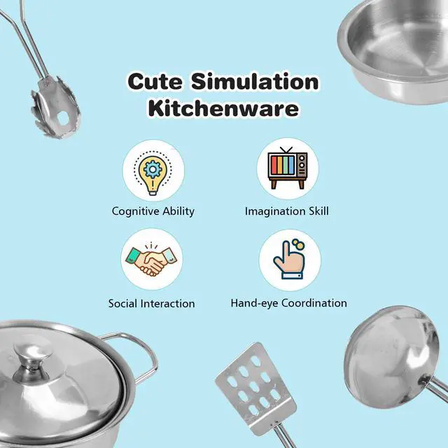 Alt view image 5 of 7 - SlickBlue Vintage Play Kitchen Pretend Kids Cooking Playset Toys with Water Dispense