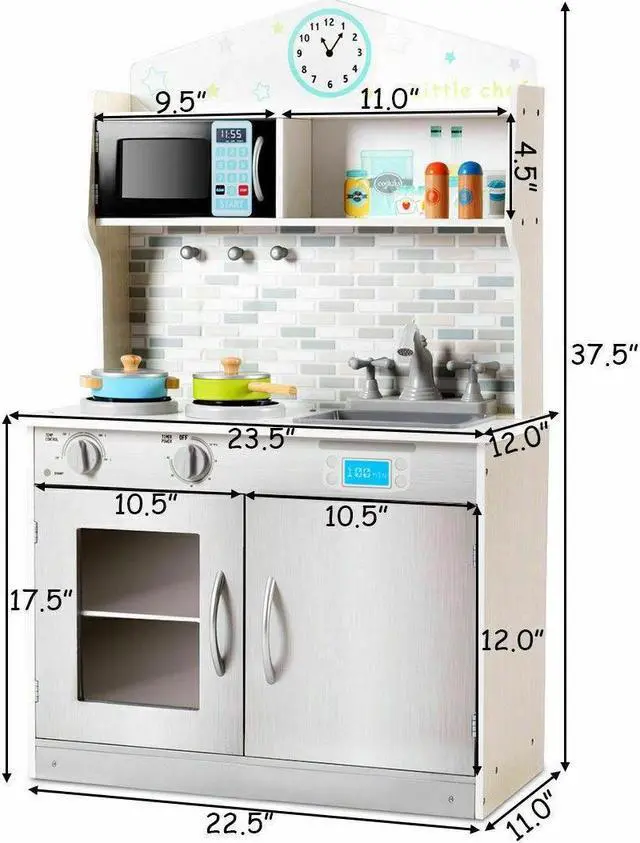 Alt view image 5 of 7 - SlickBlue Kids Wooden Pretend Cooking Play set Cookware Kitchen