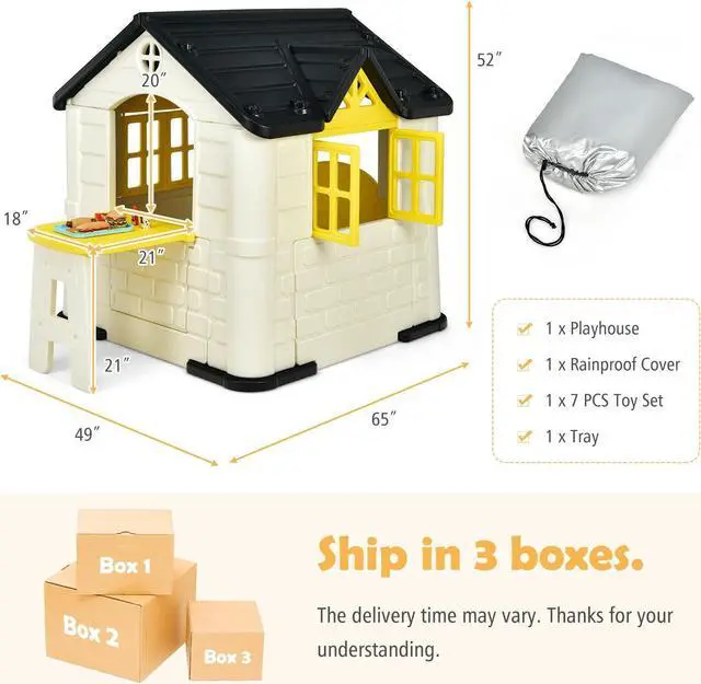 Alt view image 2 of 7 - SlickBlue Kid's Playhouse Pretend Toy House For Boys and Girls 7 Pieces Toy Set