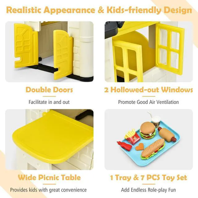 Alt view image 6 of 7 - SlickBlue Kid's Playhouse Pretend Toy House For Boys and Girls 7 Pieces Toy Set
