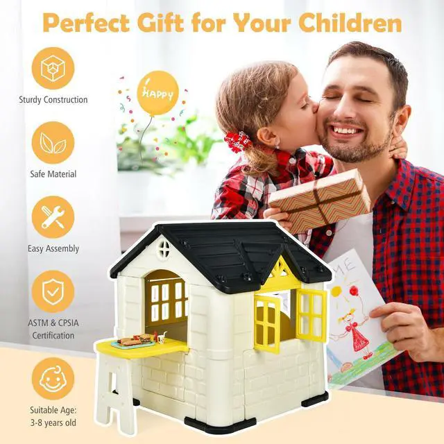 Alt view image 5 of 7 - SlickBlue Kid's Playhouse Pretend Toy House For Boys and Girls 7 Pieces Toy Set