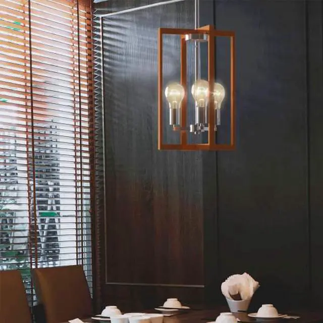 Alt view image 2 of 3 - SlickBlue 3-Lights Modern Industrial Hanging Pendant Lamp with Iron Square Lamp Shade