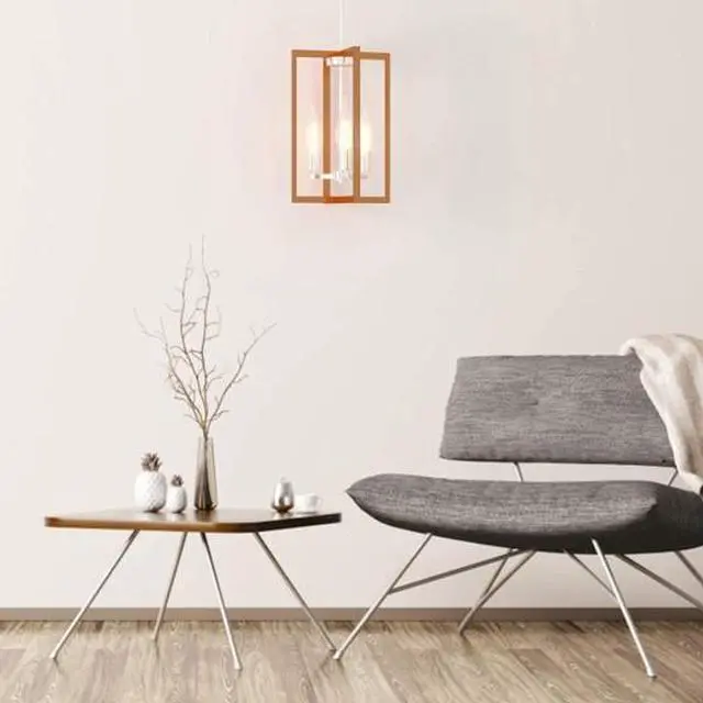 Alt view image 3 of 3 - SlickBlue 3-Lights Modern Industrial Hanging Pendant Lamp with Iron Square Lamp Shade