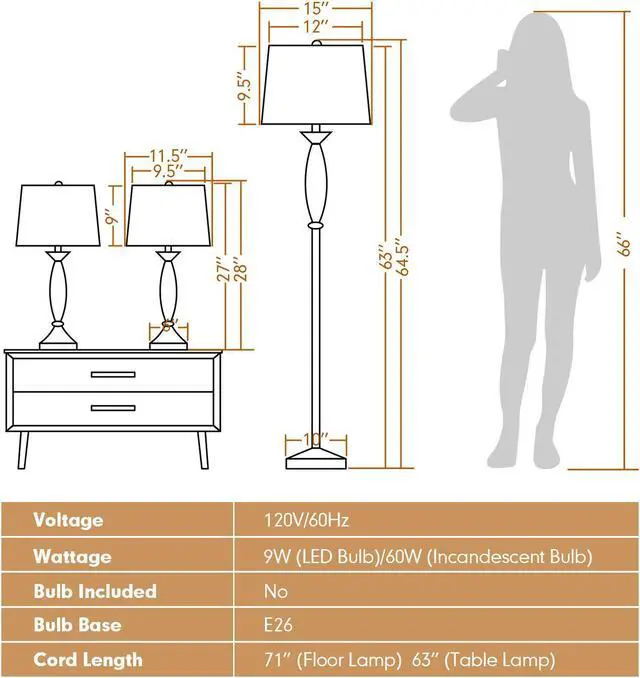 Alt view image 4 of 7 - SlickBlue 3-Piece Modern Nickel Finish Lamp Set-Silver