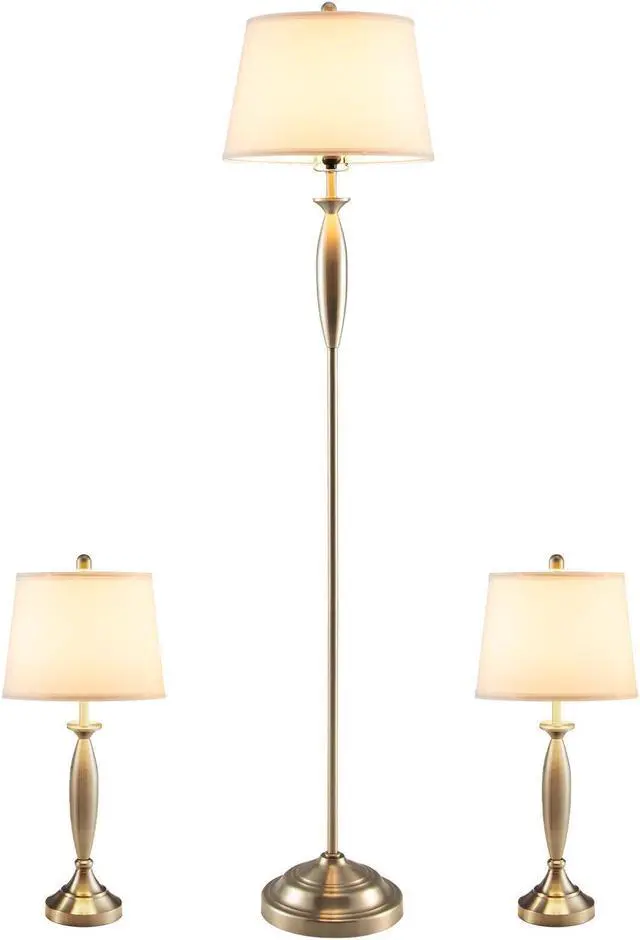 Main image of SlickBlue 3-Piece Modern Nickel Finish Lamp Set-Silver