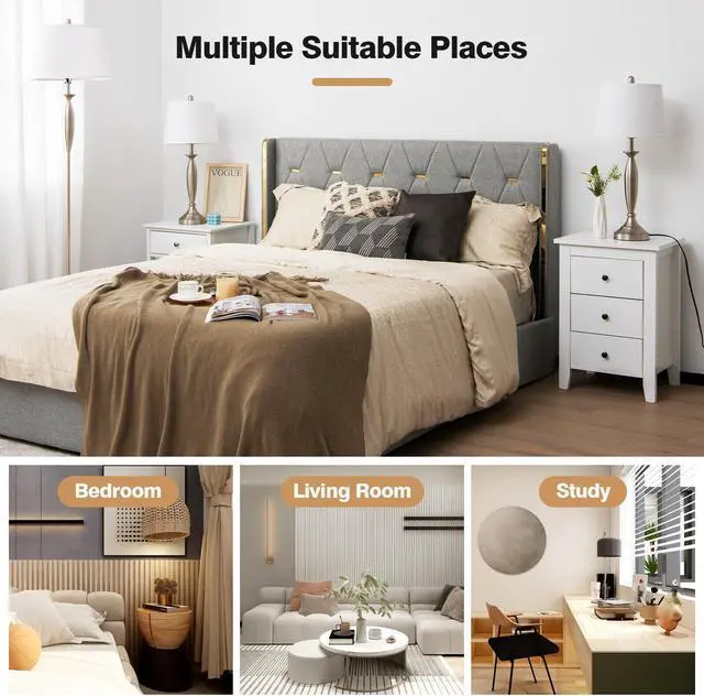 Alt view image 3 of 7 - SlickBlue 3-Piece Modern Nickel Finish Lamp Set-Silver